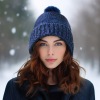 Blaue Schafwoll-Strickmtze mit Innenfutter Art.-Nr. 1004 (Foto 23340)