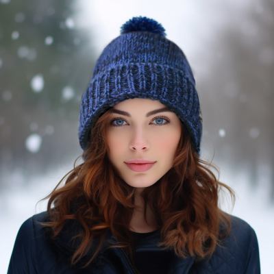 Blaue Schafwoll-Strickmtze mit Innenfutter Art.-Nr. 1004