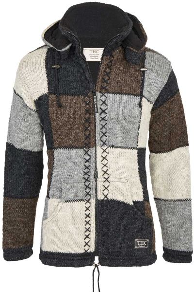 Schafwoll-Strickjacke Öko Look (Patch-Jacke) Art.-Nr. 813 Schafwoll-Strickjacke Öko Look (Patch-Jacke) Art.-Nr. 813
