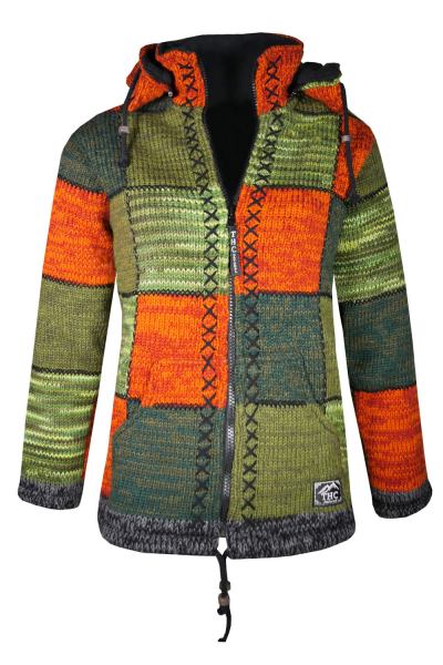 Patchwork-Strickjacke aus Schafwolle - Art.-Nr. 804