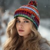 Bunte Strickmtze mit Innenfutter Art.-Nr. 1015 - Farbe: 727 (Foto 23389)