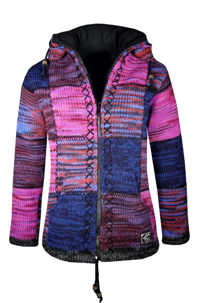 Patchwork-Strickjacke aus Schafwolle - Art.-Nr. 805